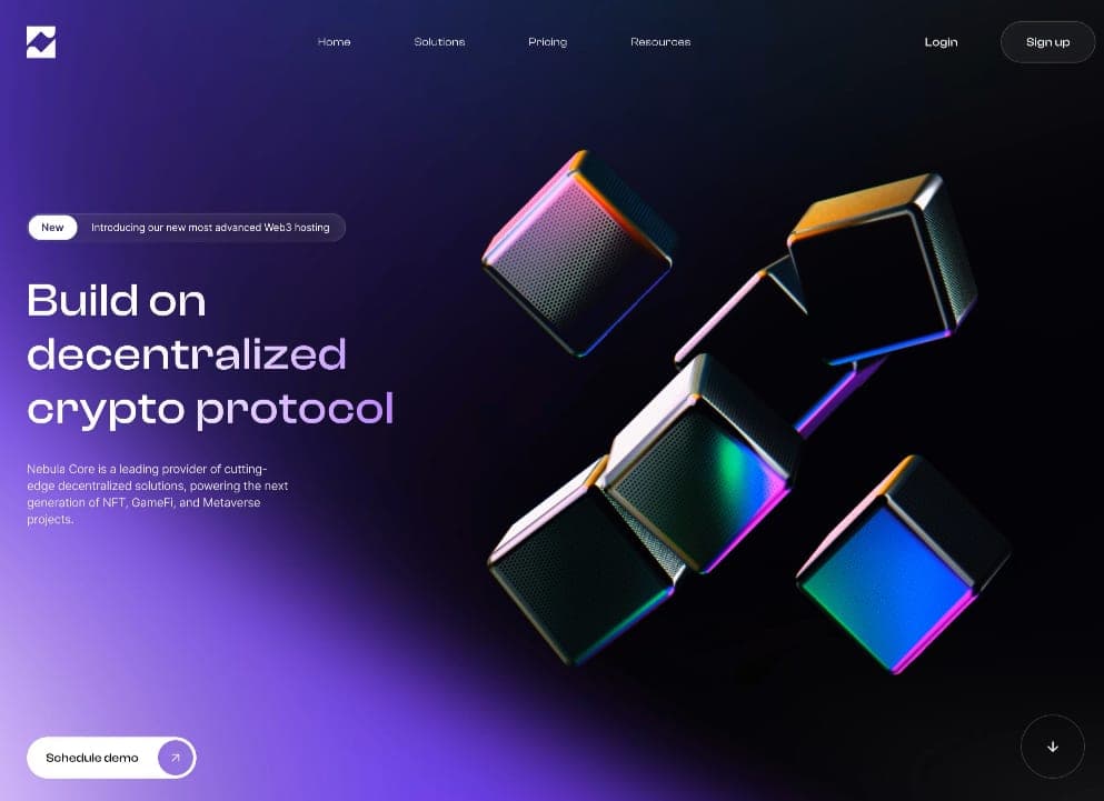 Landing page, interface example