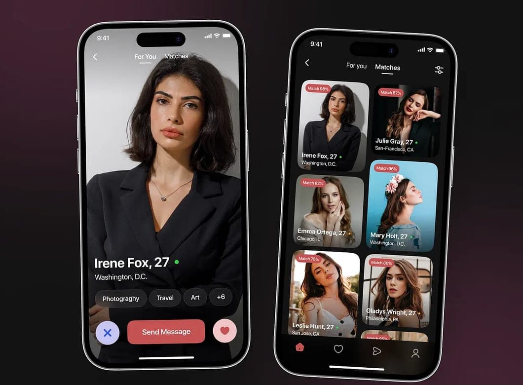 Mobile app, interface example